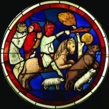 Le Diable et une femme, vitrail de la Sainte-Chapelle, Paris, avant 1248