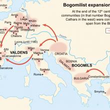 Carte de l'expansion des Bogomiles du Xe au XVe siècles
