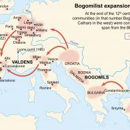 Carte de l'expansion des Bogomiles du Xe au XVe siècles