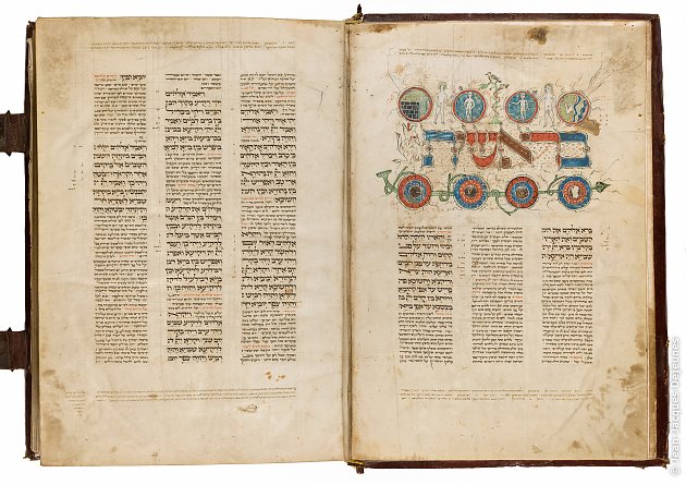 Bereshit, première page de la Bible hébraïque, 1344. Musée d'Israël