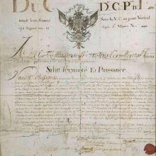 Brevet de Chevalier d'Orient délivé par Étienne Morin à Alexis Delmas, 1767