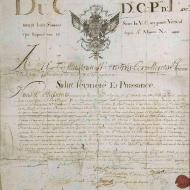 Brevet de Chevalier d'Orient délivé par Étienne Morin à Alexis Delmas, 1767