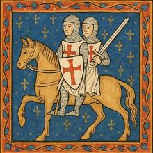 Deux chevaliers, un seul cheval, symbole d'humilité et de force