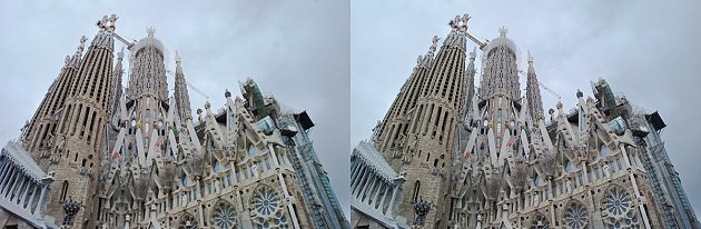 La Sagrada Família côté Baptisphère vers la façade de la Gloire