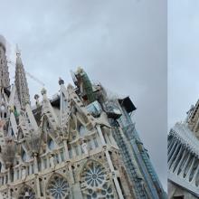 La Sagrada Família côté Baptisphère vers la façade de la Gloire