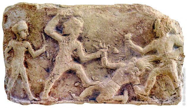 Le combat de Gilgamesh et d'Enkidu contre Humbaba
