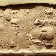 Ishtar et l'Étoile à 8 branches. Cylindre 2350-2150 avant J.-C.
