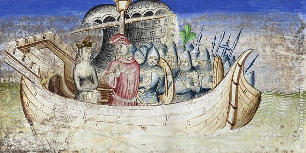 Brutus débarquant dans l'île d'Albion, Robert Wace (1110-1170), Roman de Brut