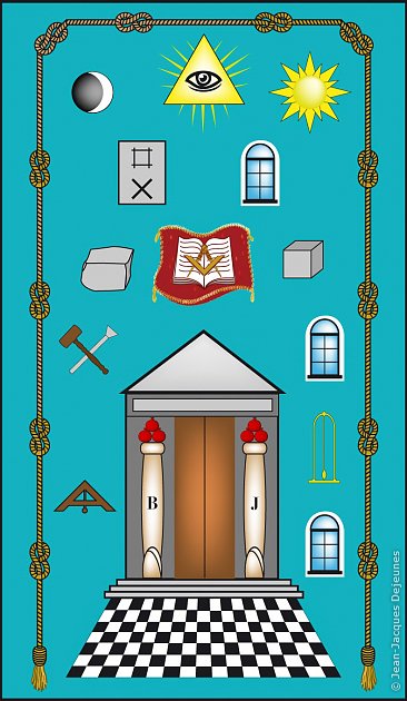 Tableau de loge maçonnique au 1er degré. BnF