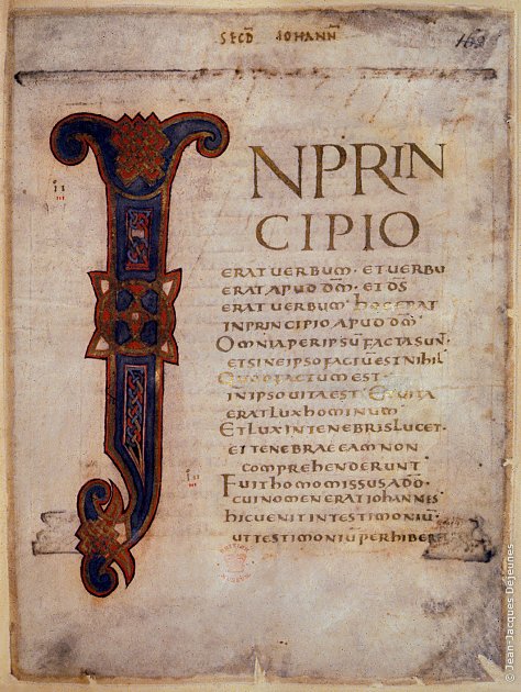 Évangile selon saint Jean, première page, Xe siècle. British Library