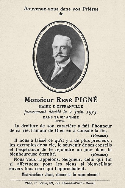 1933 - Décès de René Pigné